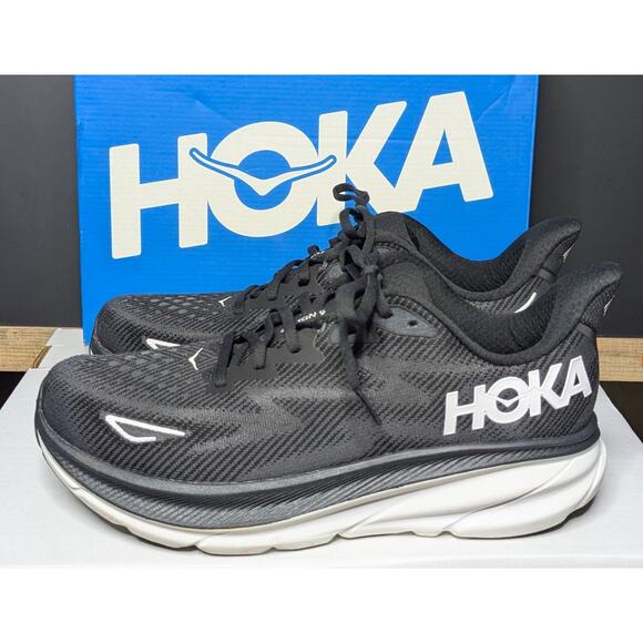 Hoka Shoes Mens 10 Wide (2E) Black Clifton 9 1132210/BWHT NEW Running Comfort - Picture 4 of 9